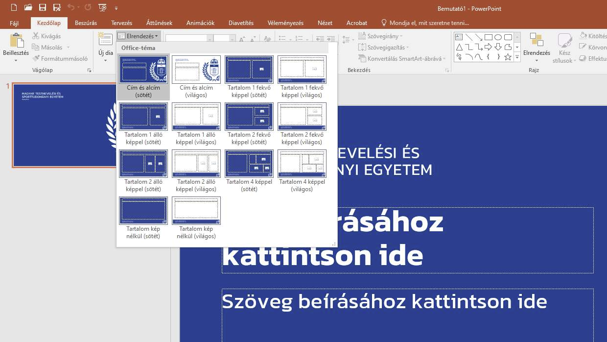 Powerpoint: elrendezések